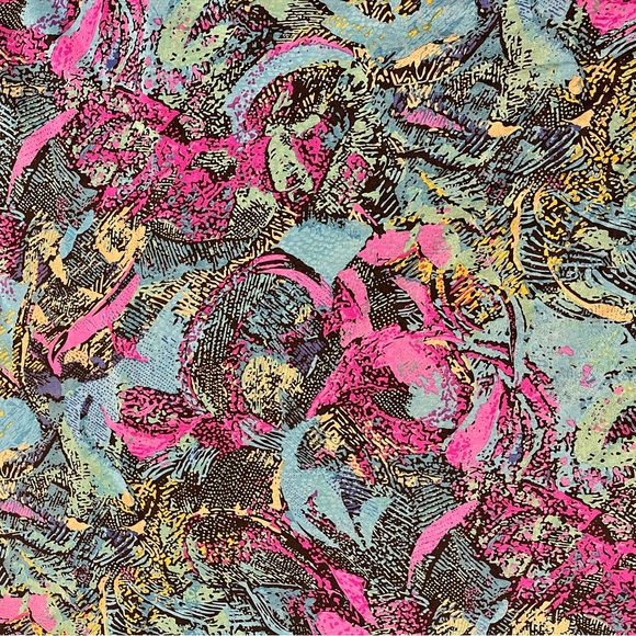 Scarf Blue, Green and Pink 30x30 Preowned Believe Polyester - Picture 1 of 7